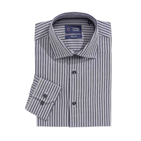 Formality NWT Slim-Fit Stripe Untuck Dress Business Casual Button Down Shirt - Picture 1 of 11